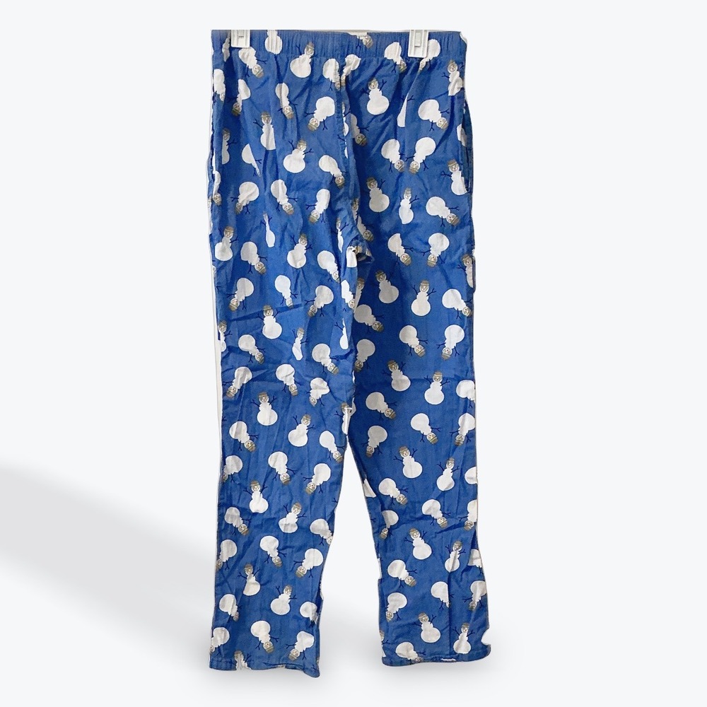 Old Navy Pajama Pants Blue Snowman Print Relaxed Fit Size M - Picture 2 of 6